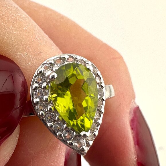 Annabella Peridot & White Topaz Ring 925 Sterling Silver Cert of Authenticity - Picture 8 of 12